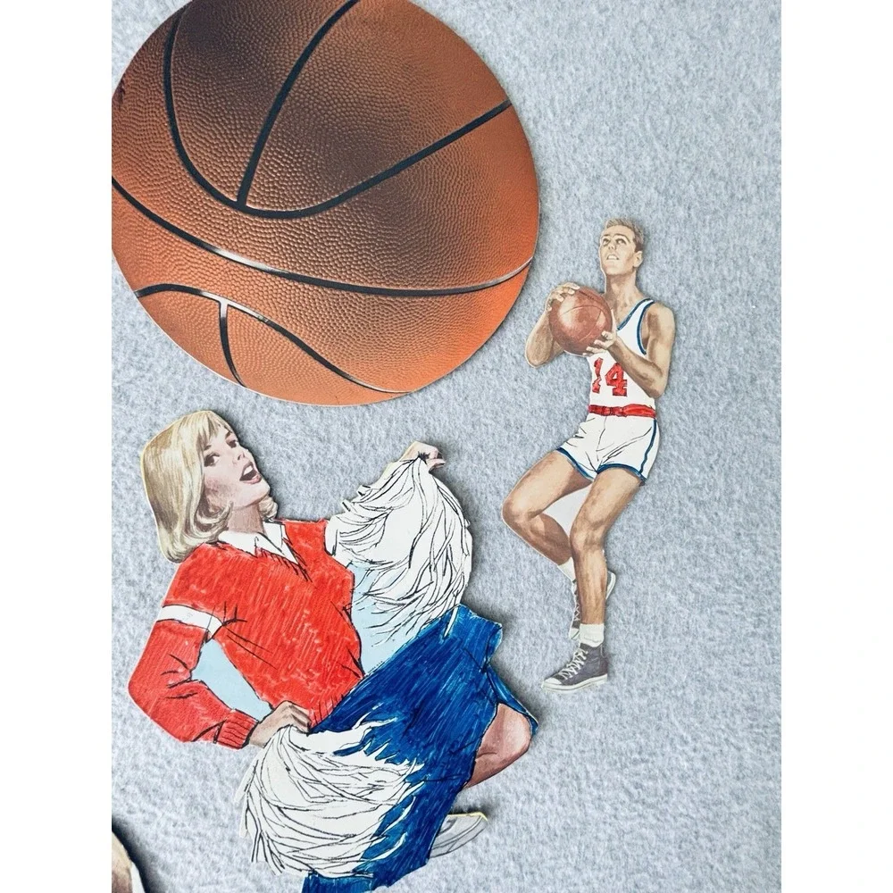 Vintage 70s Eureka Football Basketball Player Cheerleader Party Decor Die Cuts